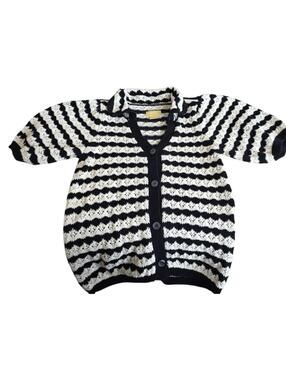 Anthropologie Sweater Women's Size Medium Cream/Black Maeve The Greta Cardigan